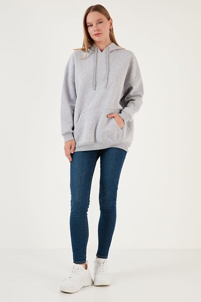 Lela Регулярний крій Бавовняний Капюшон Комір Шардоне Зимовий Світшот Світшот 5863854