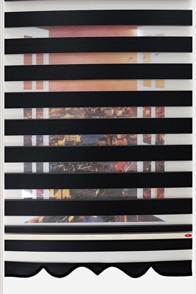 Naza Zebra Perde Bambu Siyah Etek Dilimli Perde