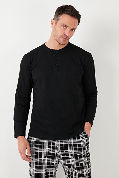 Buratti Ekoseli Pamuklu Beli Lastikli Regular Fit Uzun Kollu Pijama Takımı Erkek PİJAMA TAKIMI 65720