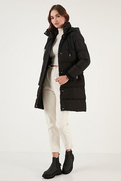 Lela Hooded Winter Long Puffer Coat with Pockets COAT 55650542