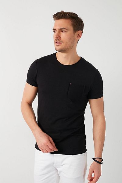 Buratti Tricou pentru bărbați, 100% bumbac, slim fit, cu decolteu și buzunar. Tricou pentru bărbați 5902000