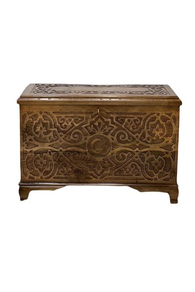 İNAĞGİYİM Ay Yıldız Motifli Maraş Oyma Çeyiz Sandığı