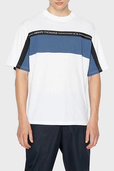 Armani Exchange 100% βαμβακερό μπλουζάκι με λαιμόκοψη ανδρικό μπλουζάκι 3rzmfd Zjgez 81av