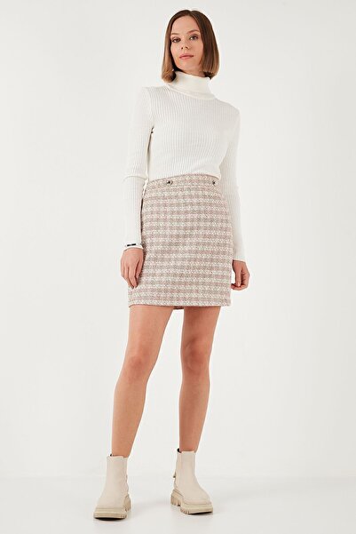 Lela Tweed Plaid Mini Winter Skirt - Straight Cut Pencil, Skirt 611et0602