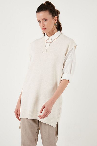 Lela Long V-neck Knitwear Sweater - Back 4616082 Y