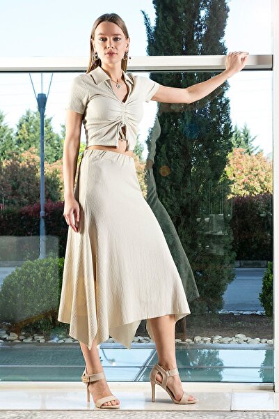 Lela Asimetrik Dar Kesim Örme Etek Etek 5865017