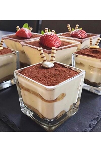 sigmaglas SIGMA GLASS 9x9 6'lı Cam Büyük Boy Kare Küp Kase Magnolia Cup Dondurma Kasesi