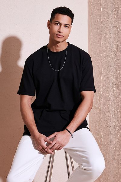 Buratti Tricou de bază, bumbac, cu decolteu obișnuit, cu croiala normală, tricou bărbați5902731