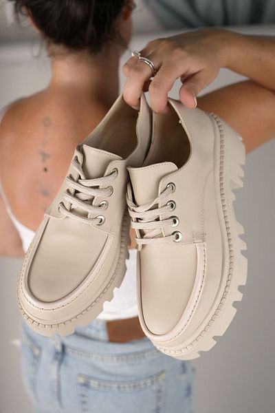Entella Store Γυναικεία Μπεζ Lace-Up Loafer Παπούτσια