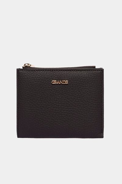Grande 2805 Genuine Real Leather Zippered Women's Wallet Flother Black