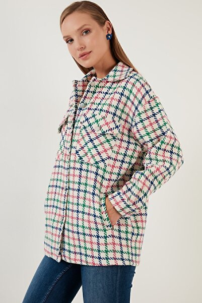 Lela Checked Regular Fit Buttoned Shirt Jacket Shirt Jacket 42190497