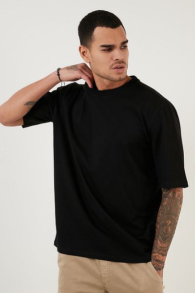 Buratti Tricou de bază cu gât supradimensionat din bumbac Tricou bărbați 5902365