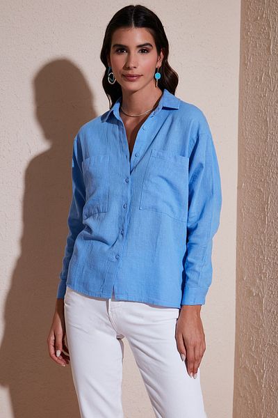 Lela Back Window Detailed Double Pocket 100% Cotton Relaxed Fit Shirt SHIRT51444592