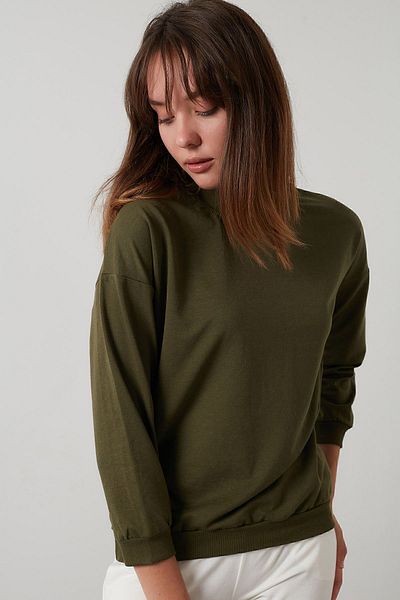 Lela Stand Collar Basic Cotton Knitted Sweat - 5863323