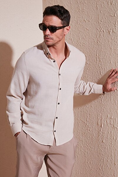 Buratti Düğmeli Yaka Uzun Kollu Regular Fit Gömlek Erkek Gömlek Cf23s116777
