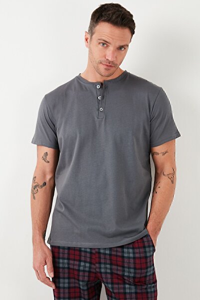 Buratti Καρό βαμβακερή ελαστική μέση με κανονική εφαρμογή κοντομάνικο σετ πιτζάμες ανδρικό σετ πιτζάμες 65720