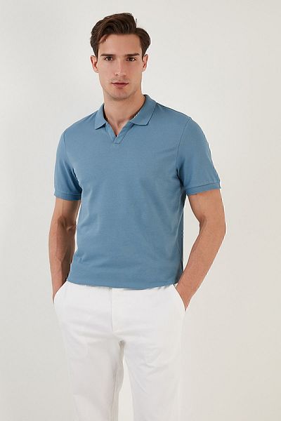 Buratti Tricou cu guler polo slim din bumbac Tricou cu guler polo pentru bărbați5902141