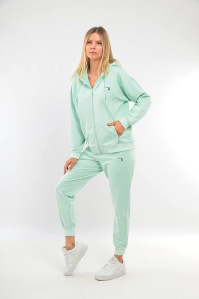 SOCCER Large Size Ribbed Hooded Women's Sweat Set - 21649