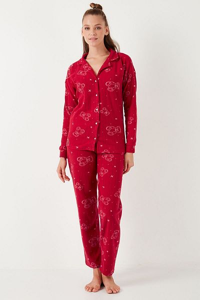 Lela Fleece Standard Fit Pajama Set - Buttoned, Pajama Set 6095616