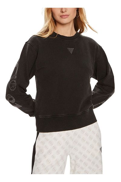 Guess Γυναικείο φούτερ με μαύρο σχέδιο Crew Neck - Big Guess Cotton Brush