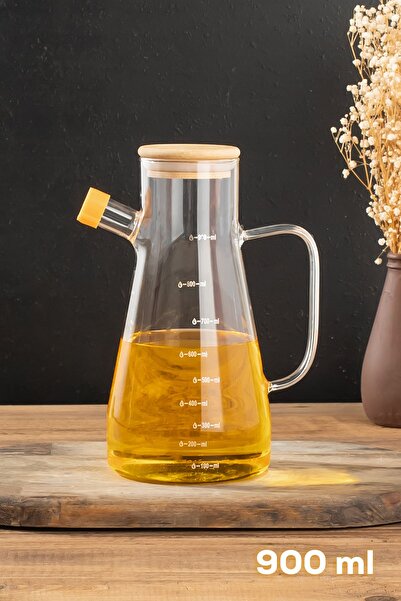 Porsima 001 نموذج زجاجة زيت الزيتون - غطاء من الخيزران المفرغ، وعاء صلصة زيت ...