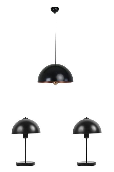 Lumexx 3 Piece Large Retro Black Lampshade Set