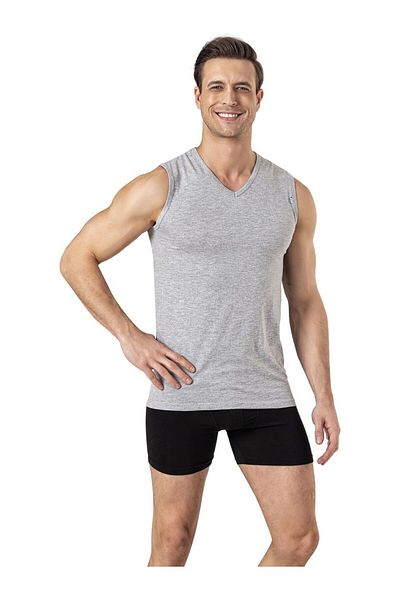 Yıldız Kardeşler 3 Pieces V-Neck Ribbed Men's Sleeveless Undershirt - 100% Cotton
