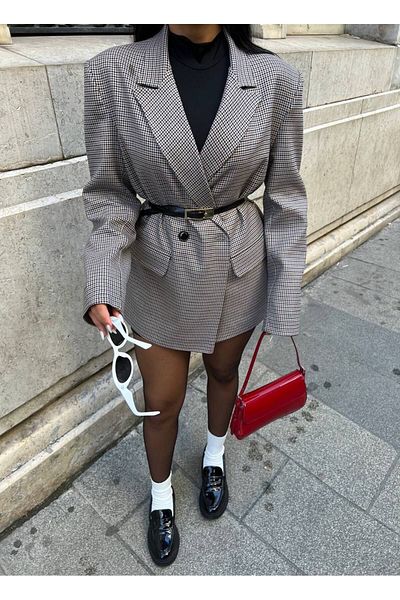 Friday Mood Jachetă blazer în carouri pentru damă