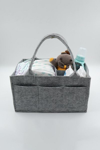 JASPER Plain Gray Felt Mother Baby Care Bag Organizer Gray