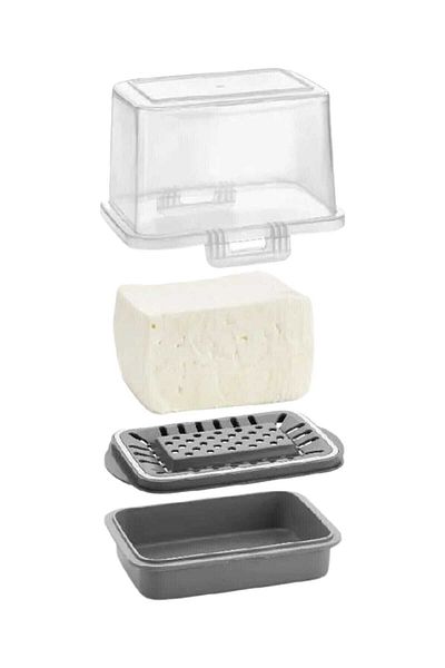 VİP AHMET 2 Pieces Vp-073 Ecem Cheese Container Cheese Storage Container Smoked 2 Pieces