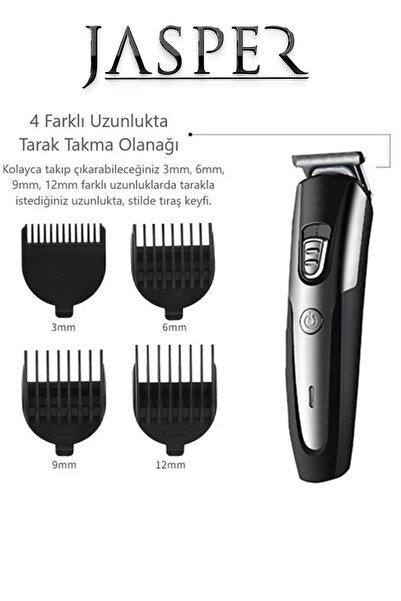 JASPER JPR-1019 T-Blade Profesyonel Şarjlı Saç Sakal Lazer Epilasyon Öncesi T...