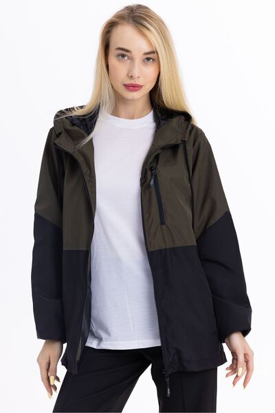 Goccix Γυναικείο αδιάβροχο παλτό με με κουκούλα τσέπες, αδιάβροχο, δίχρωμο, π...