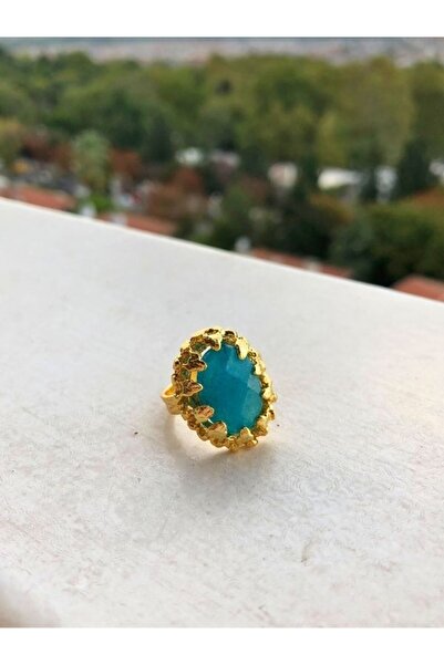 TÜKKAN ACCESSORİES Turkuaz Taşı Doğaltaş Altın Kaplama Ayarlanabilinir Yüzük-doğaltaşyüzük5