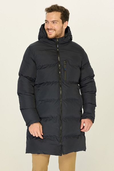 D1fference Námořnická modrá pánská bunda Puffer - s kapucí, vlákny plněná, větruodolná zimní bunda