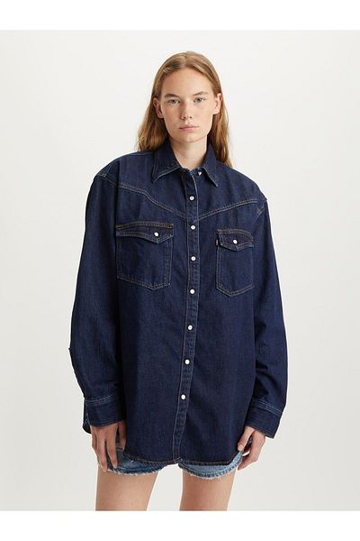 Levi's Dorsey XL - Дамска тъмносиня риза в уестърн стил с класическа яка
