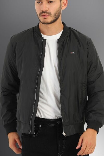 D1fference Pánská černá větruodolná sportovní bunda z prošívaného vlákna