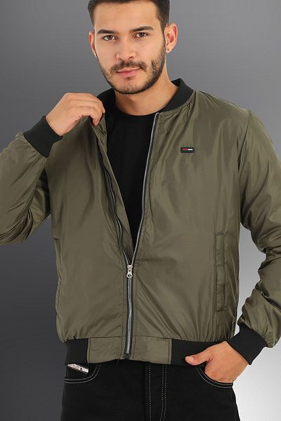 D1fference Men's Khaki Windproof Quilted Fiber Sports Jacket