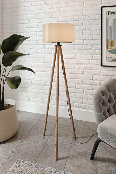 Halımax Safe Dekoratif Tripod Siyah 3 Ayaklı Gri Lambader Crop Abajur