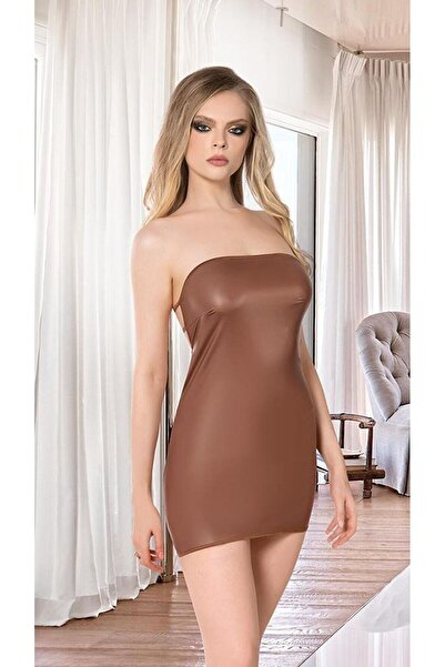 Cooqpoo Set mini rochii de noapte și halat de culoare cafea pentru femei - Mă...