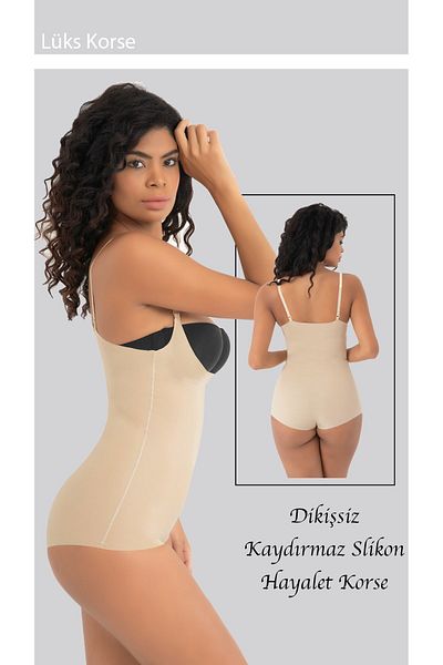 Cooqpoo Laser Cut Seamless Full Length Women's Recovery Corset with Chest Support - Skin