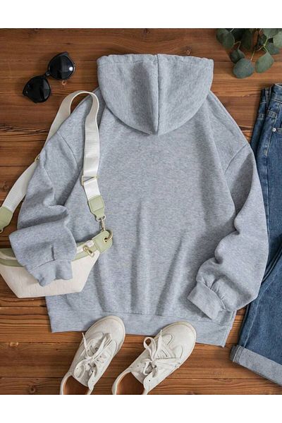 FAVORİST Hooded Basic Sweatshirt - Plain Unprinted, Oversize