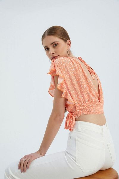 Hiccup Φλοράλ μοτίβο V λαιμόκοψη Crop Top
