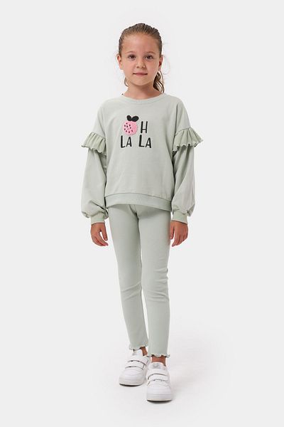 Minipodyum Oh Lala Girl's Sweatshirt and Ribbed Tights - Cotton Set