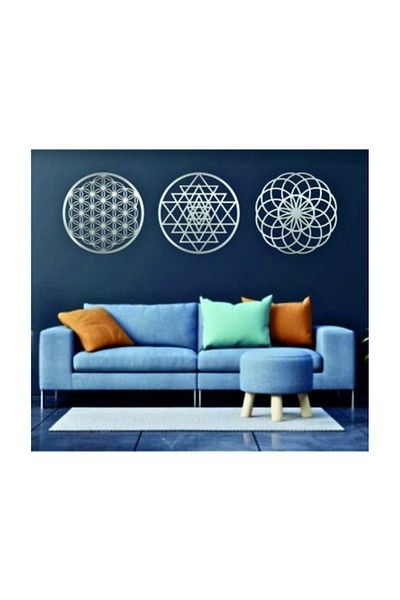Numa Concept Flower of Life 3 Painting - Silver Plexiglass Wall Decoration, 30X30 cm
