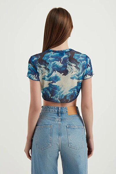 Hiccup Soyut Tül Crop Top