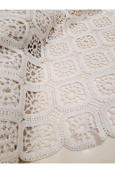Safir Kumaş Pamuk Koton Krem Rengi Dantel 2.5 Metre Eni 120 cm
