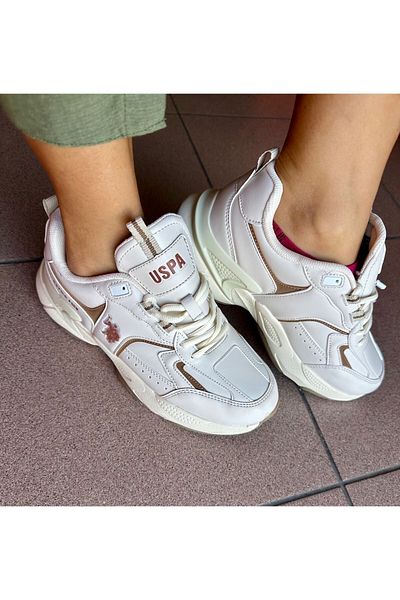 U.S. Polo Assn. POLO ASSN. SUA. Femei - Tenis cu talpă groasă din piele artificială colorată nud