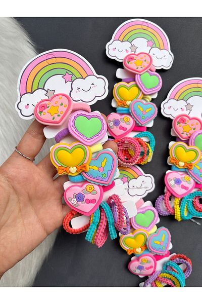 Toka Sepetim Heart Girl's Rubber Buckle Set