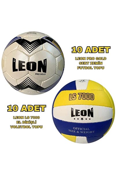 leon 10'lu Okullar için Sert Zemin Futbol - Voleybol Top Seti