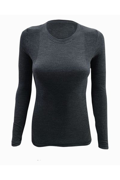 baim x Lenjerie sport pentru femei fără cusături - țesătură de lână, mânecă lungă